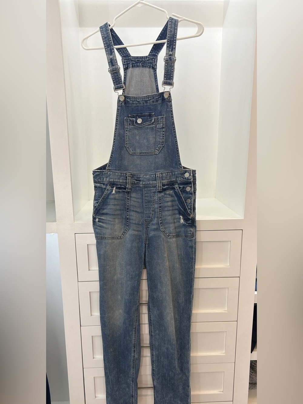 Express Blue Denim Women's Overalls - Faded Indigo Wash